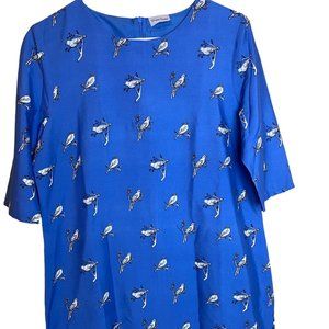 Brigitte Bailey Women's Casual Blue Dress with Birds Sz L